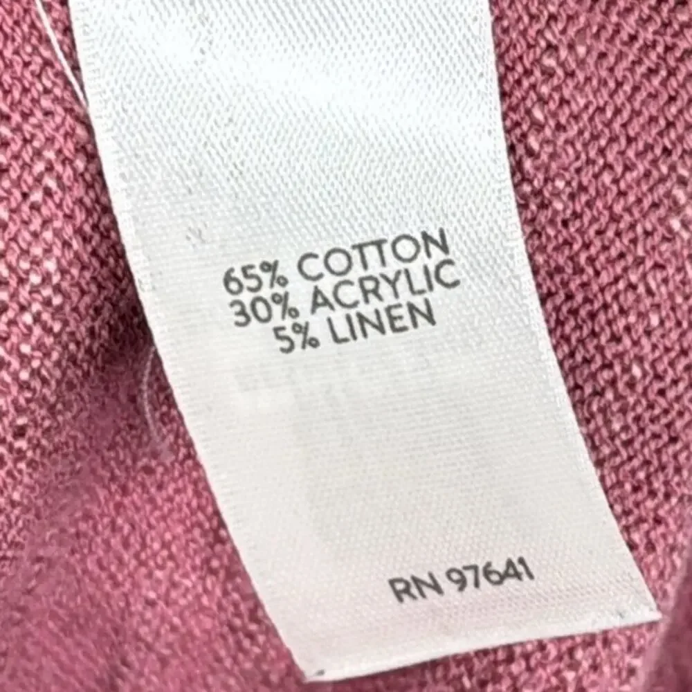 J. Jill Pink Linen Blend V-Neck Sweater Women's Petite Medium PM Lightweight